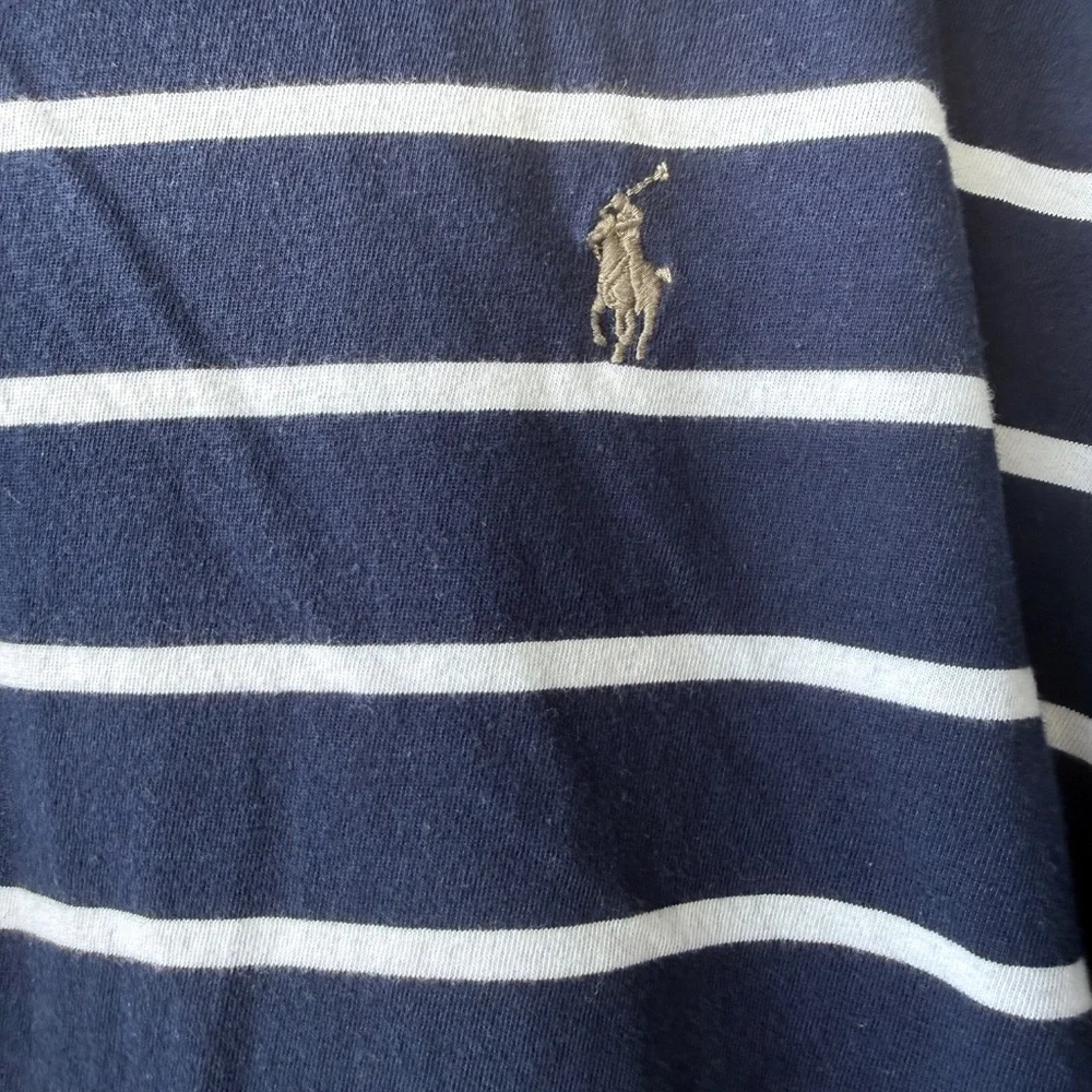 Polo Ralph Lauren Striped T-Shirt | Men’s XL | Navy Blue & White | Classic Crewn